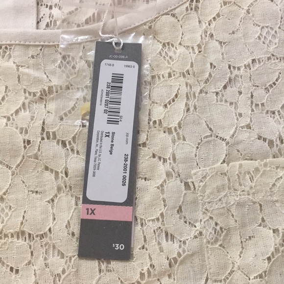 NWT JCPenny Lace Cream Blouse Plus Size 1X - Picture 3 of 5